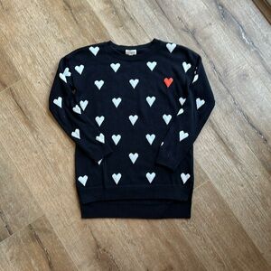 Maison Jules Heart Valentine’s Day  Graphic Crewneck Lightweight Sweater